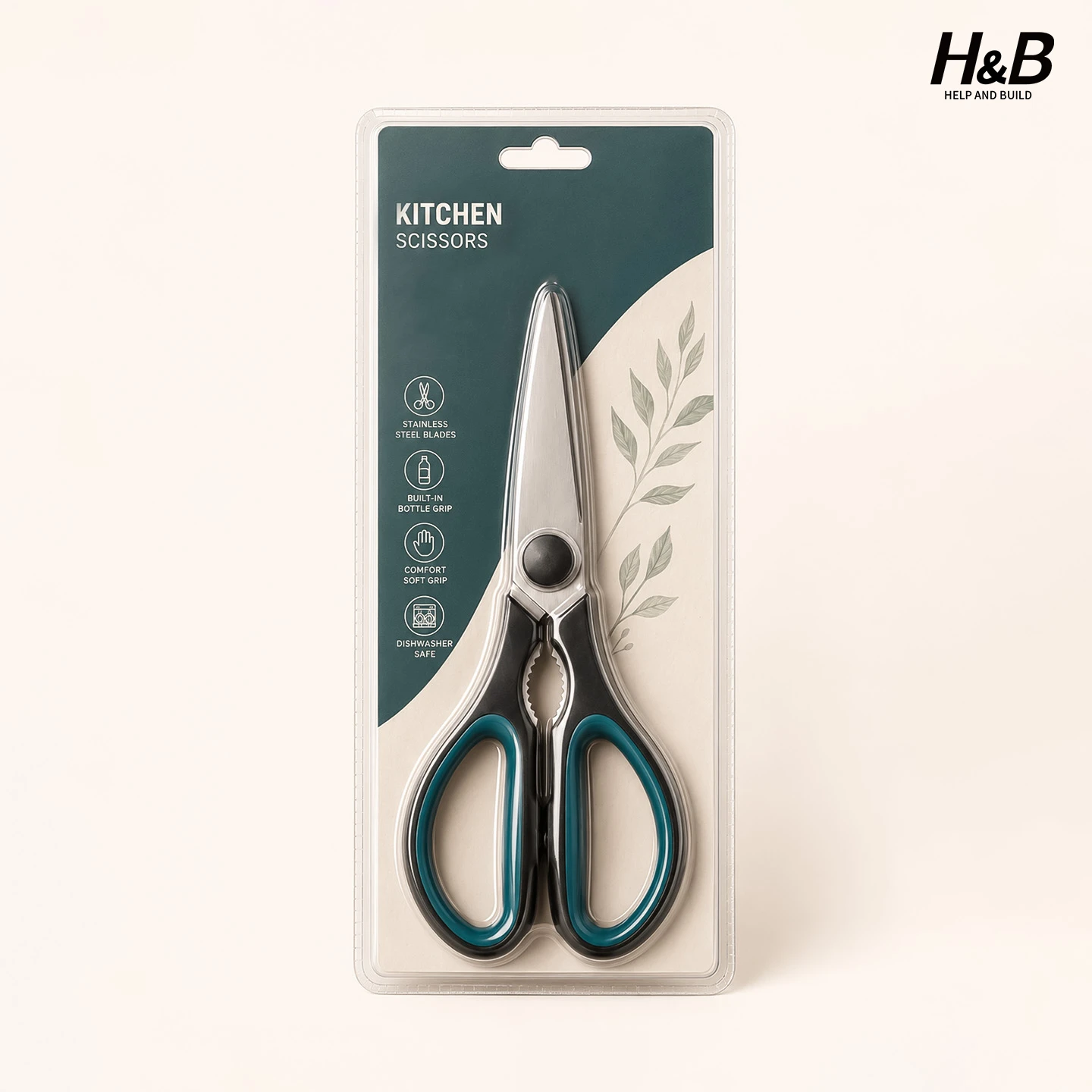 Kitchen scissors in double blister packaging