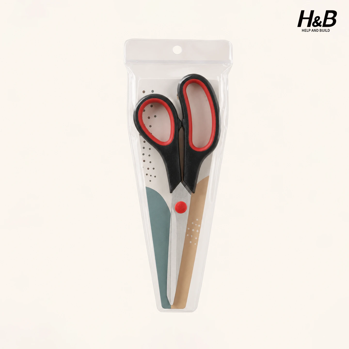 Kitchen scissors in a clear hanging pouch